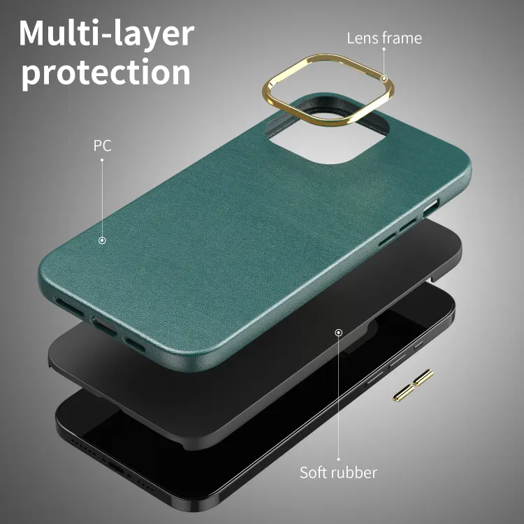 Green Electroplate leather case features