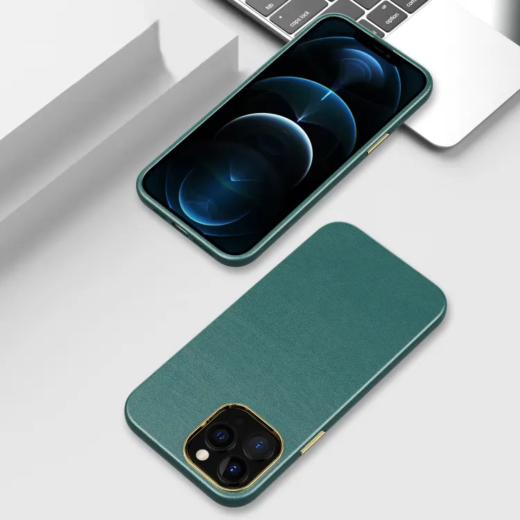 Green Electroplate leather case front&back
