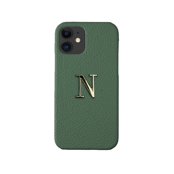 Leather initial iphone 11 case green