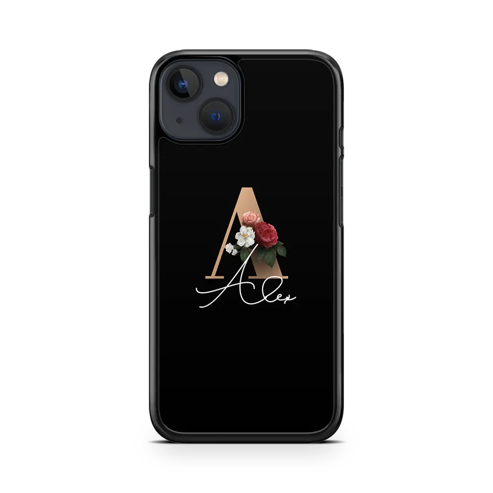 floral initial iphone 14 cover