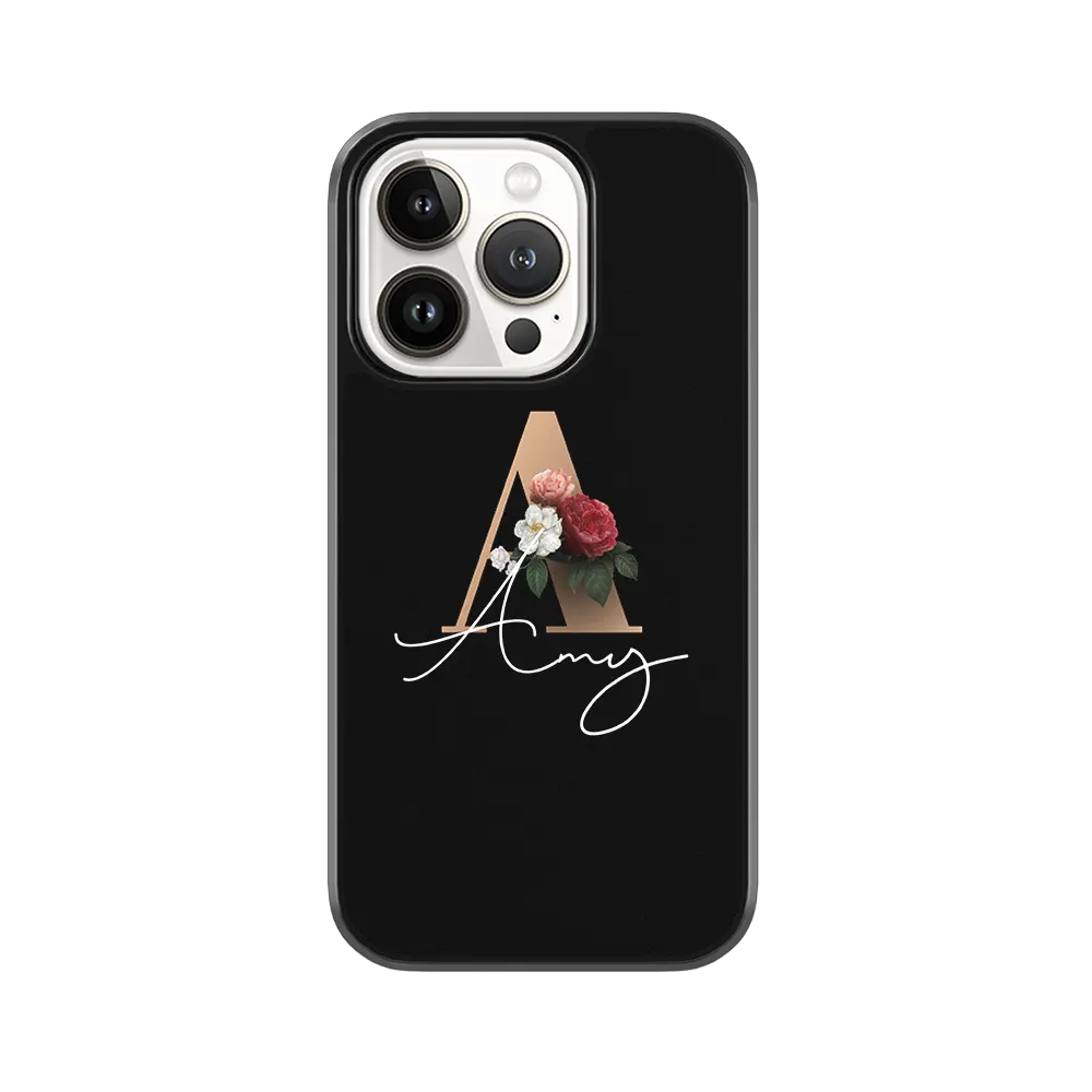 floral initial iphone 15 pro case