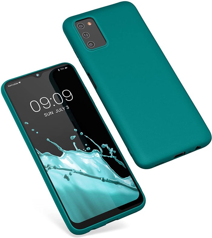 teal-matte-silicone-samsung-a03s-case-front-&-back